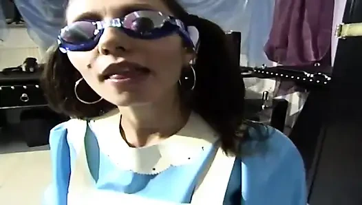 Brunette maid gets tied up