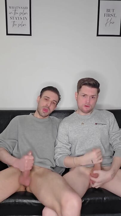 Hung Uncut Brotosh Lads Side by Side Masturbation