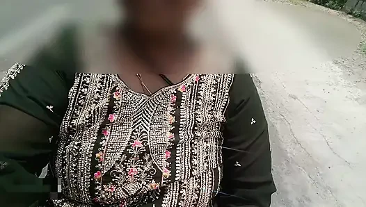 Bike Ride Boobs showing in public road and risk big natural boobs