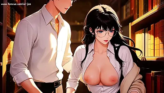 Gap Moe Glasses красивая женщина, частное занятие в библиотеке. Супер соблазн. Эпизод 3. Сгенерированное ИИ