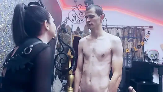 SPANKING BALLS with heavy dildos - Cruel CBT and gagging