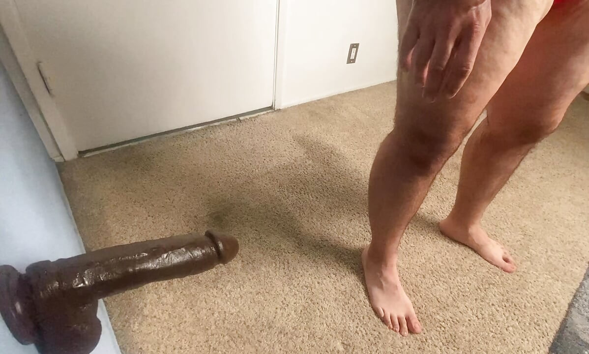 Sissy sucks BBC dildo wearing g-string