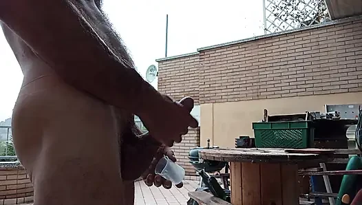 On the terrace, in the rain