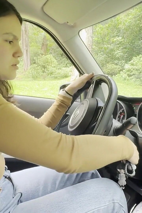 We Get Excited by Hearing the Sound of the Car, Kissing, Touching Each Other's Breasts and Having Orgasms.