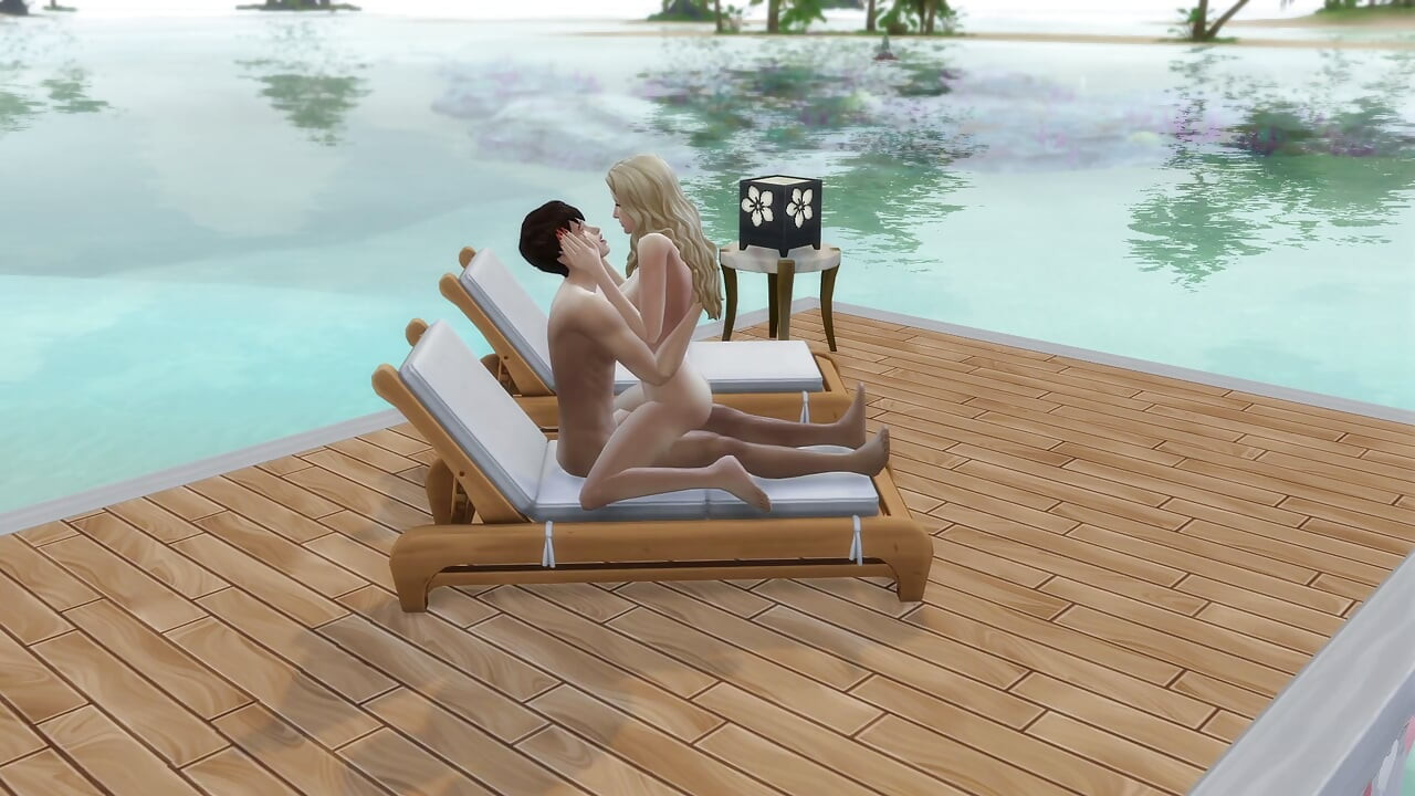 Couple in love have sex in public on the beach