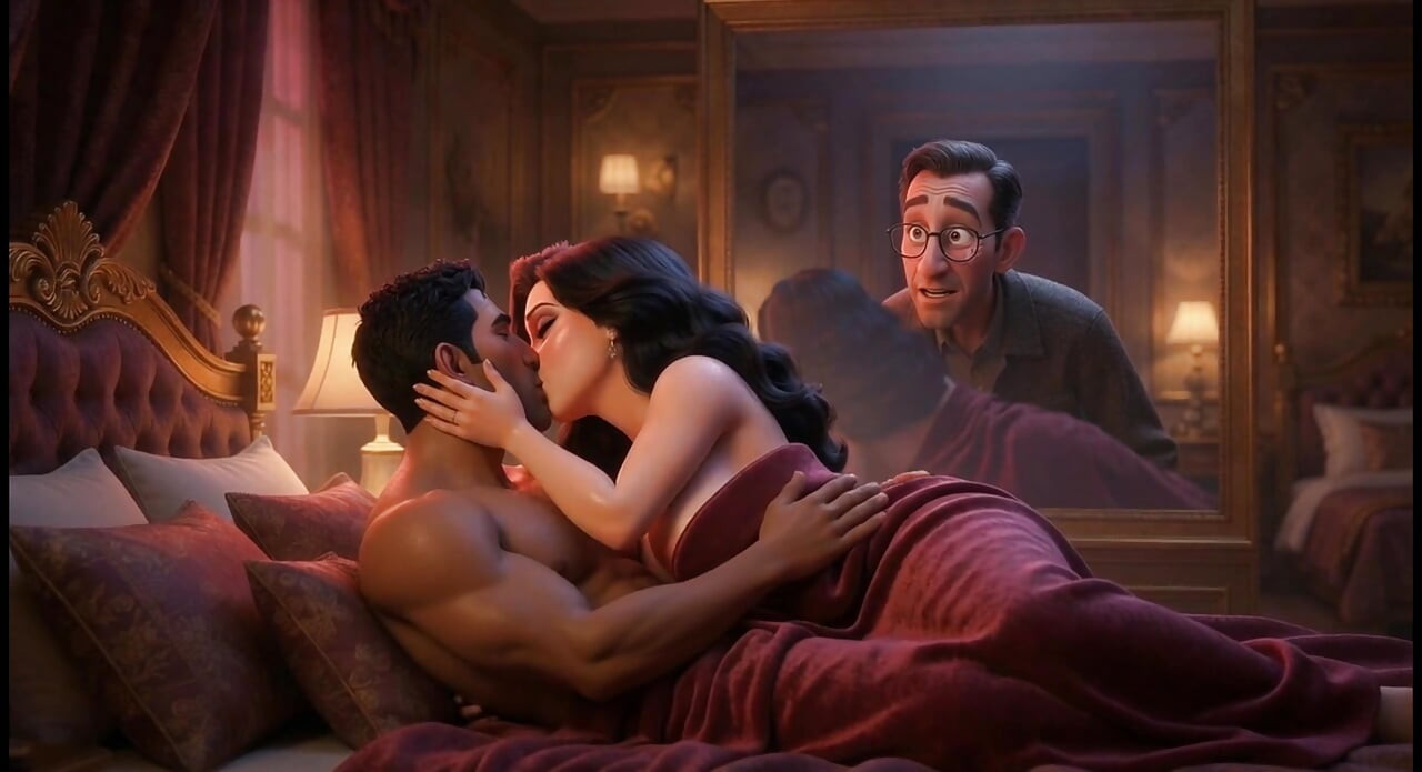 A Muslim man and a Jewish wife, with her cuckold  Christian husband watching her being fucked.