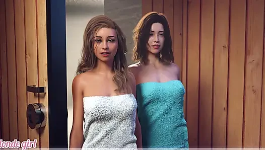 Awam 2 - bir evli ve üvey anne - s2 - bölüm 4a - Sofia saunada kızlarla lezzetli bir şekilde pisleşiyor.
