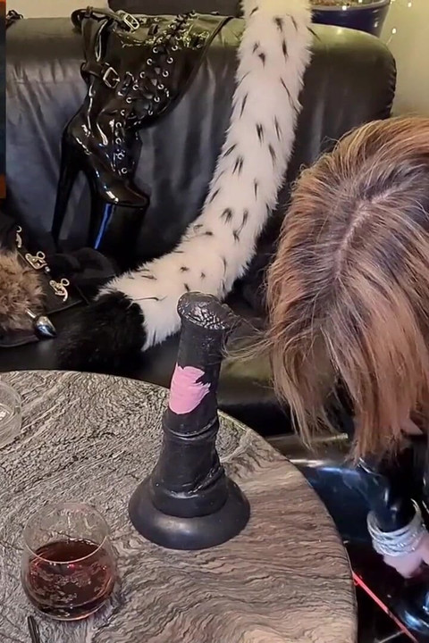 Slut-Orgasma Celeste throating my canine and my equine cock
