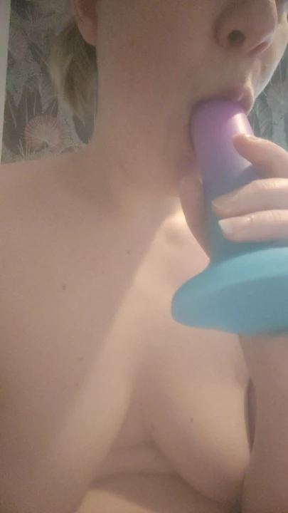 She sucks her dildo to excite your cock and check out her Instagram account