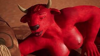 Demoniczna potwór żeński lubi animację analną - 3d