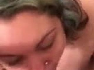 Pierced slut gets face fucked and gags