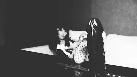 Foot fetish dominatrix hot black and white high heels goddess brunette MILF femdom bdsm kink