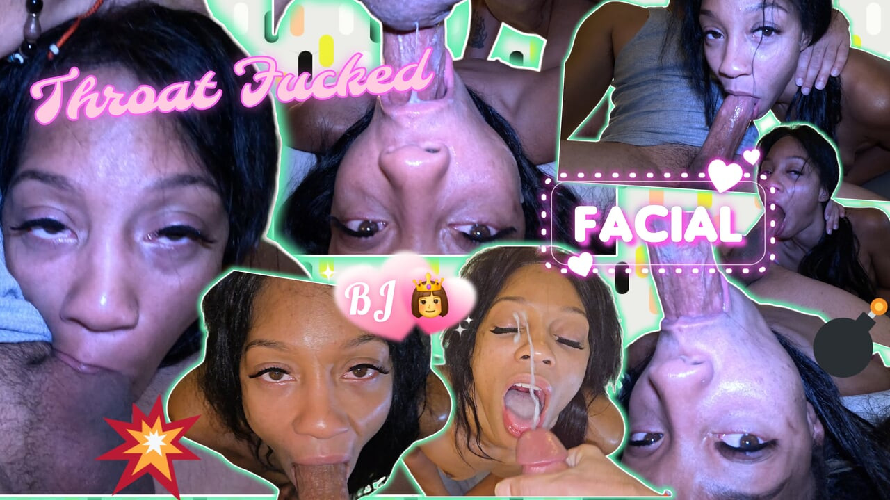 Ebony Gets Her Throat Fucked and Facial