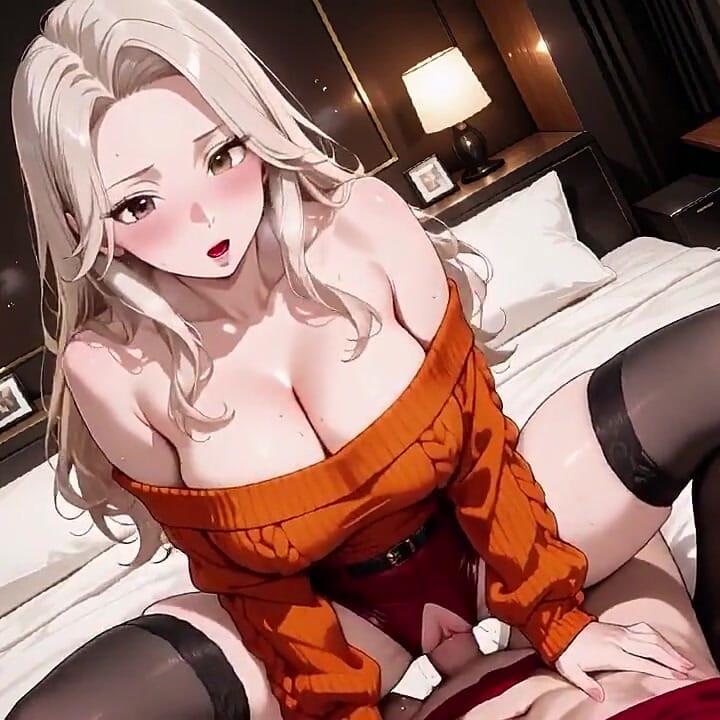 Her Tight Orange Sweater Can't Contain the Pleasure - Hotel Bedroom Ecstasy!
