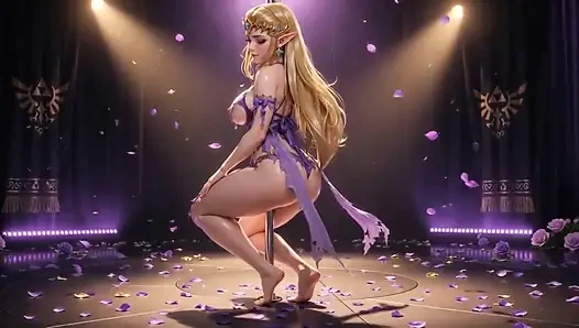 Azgın zelda direk dansı - yağlanmış parlak vücut ve ahegao