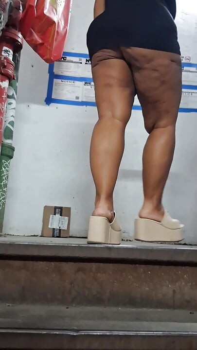 Leg Tease - Mini Skirt - Thick Thighs - Angie Love - BBW - Puerto Rican Woman - Flip Flops - Beach Thong
