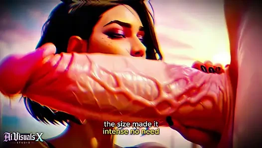 (4K) AI 3D Animated Porn – Latina Baddie Worships Big White Cock (Interracial ASMR) - AI Visuals X