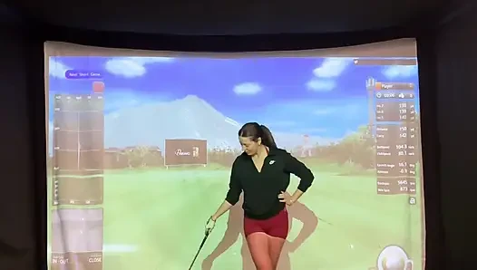 Trying to Golf in a Simulator with My Lush in! Trying Not to Cum While I Swing!