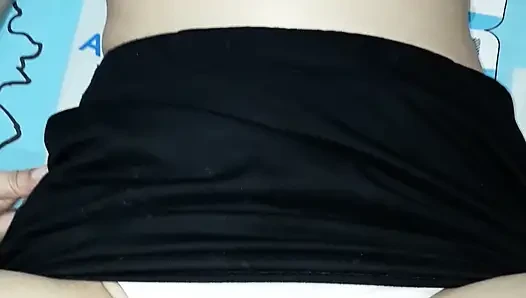 She wore a black bra and white panties just for me to stroke