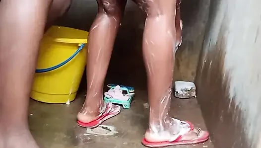 Standing sex in traditional village bathroom,so sweet