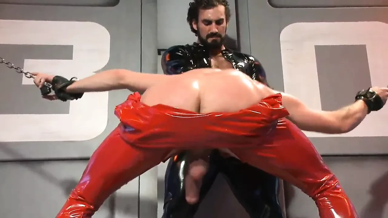 BDSM poor twink in shiny catsuit tied and fucked