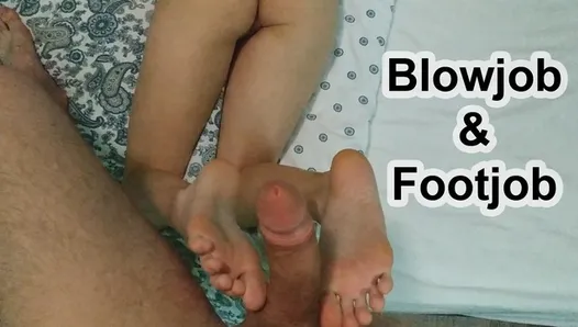 HOMEMADE POV BLOWJOB FOOTJOB BY AMATEUR COUPLE – 1TWOTHREECUM