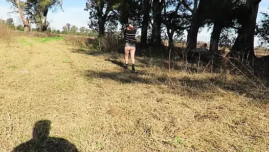 Patricia in the countryside, pee and masturbation outdoors