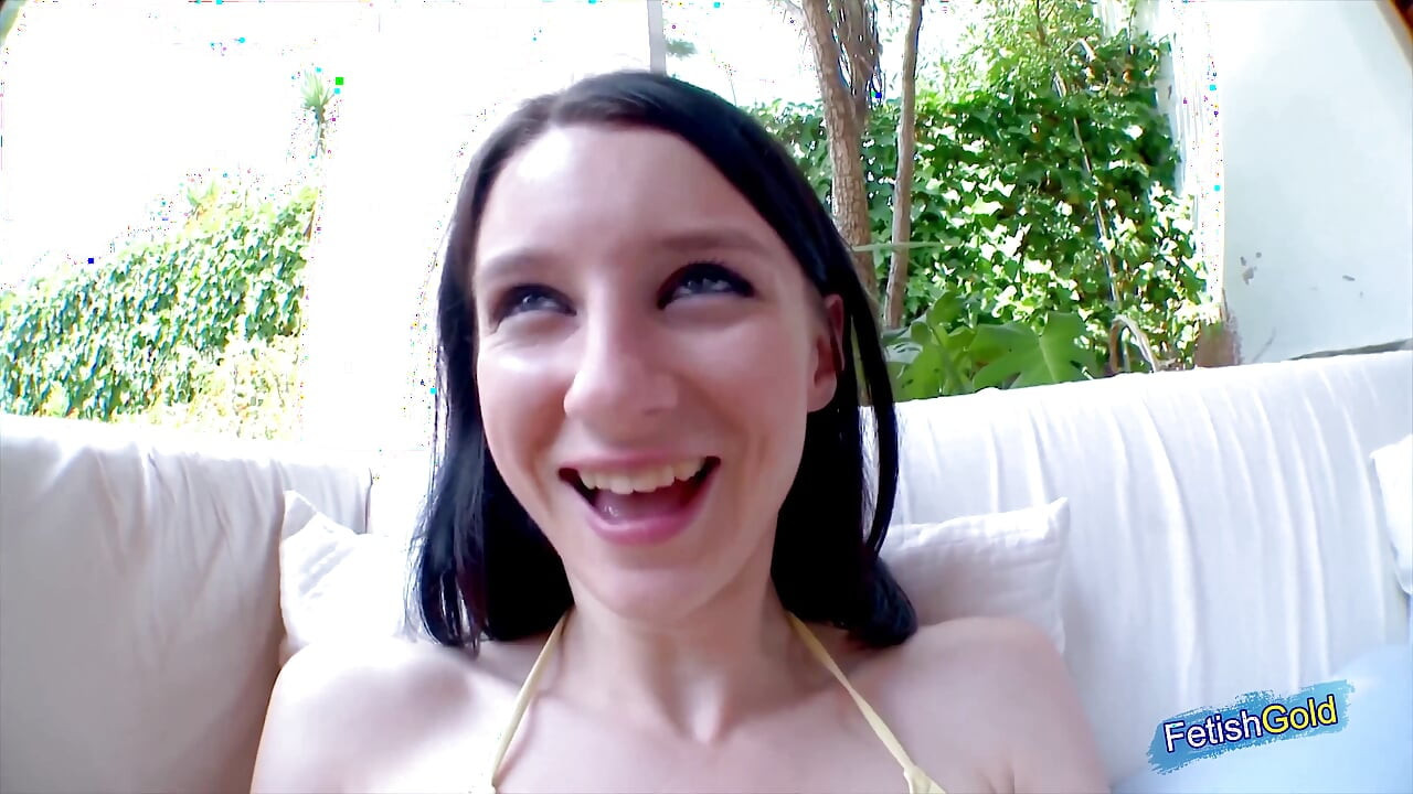 Skinny brunette enjoys fucking her tight pussy and ass outdoor