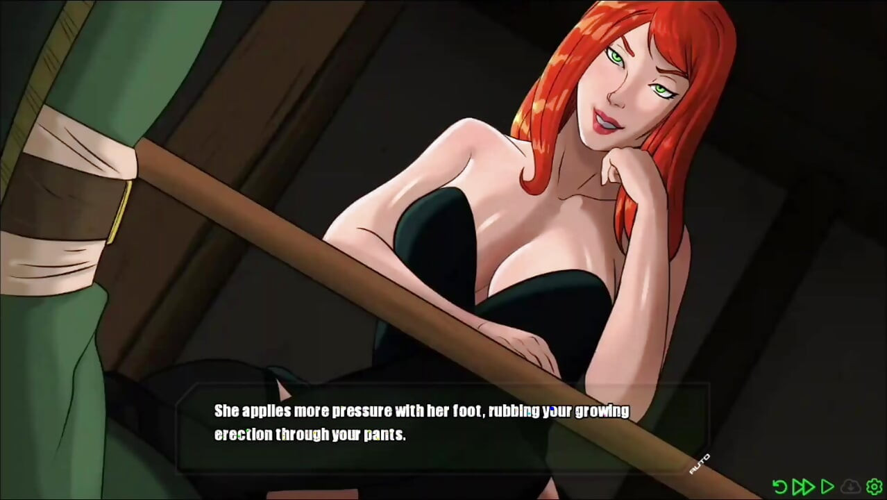 Mary Jane esfrega o pé no pau monstro de Doom em punheta com os pés - jogo de doomination
