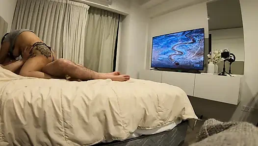 BBW Rides a Foreign Cock Without a Condom