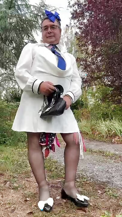 Dressed up with a little white dress for an evening