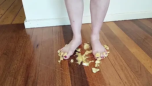 Banana Foot Job, Feet, Toe Sucking Banana in Toes Topless