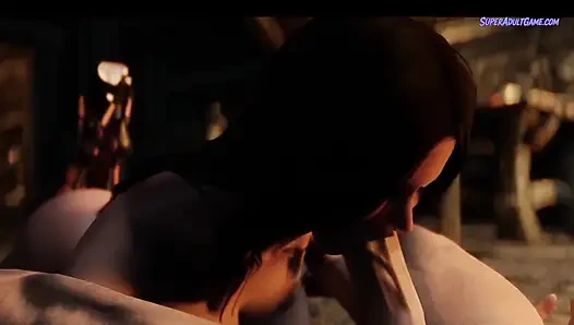 Грудастая милфа делает минет молодому мужчине - она обожает делать это грязно (3D анимация)