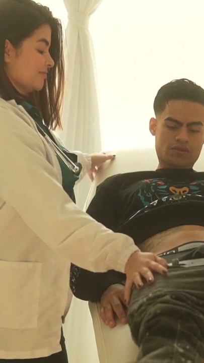 Latina BBW doctor fucks her young big cock patient who cums in her pussy by accident! Danyel Mast | Clip 1
