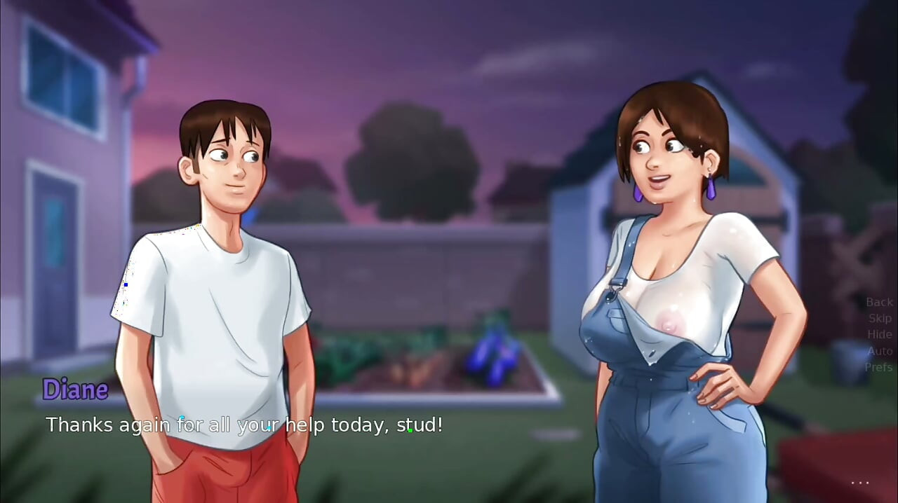 Anon sa čudovišnim kurcem i Diane sa velikim sisama se međusobno kvaste na otvorenom - summertime saga gameplay