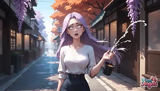Сенсация фиолетовых волос: токийская переулка капает сперма