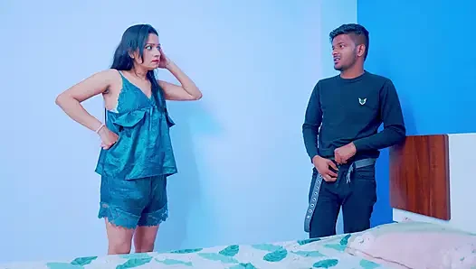 Sexy bhabhi caught her devar while he was masturbating with her bra