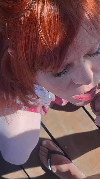 Mengongkek si rambut merah yang suci di taman