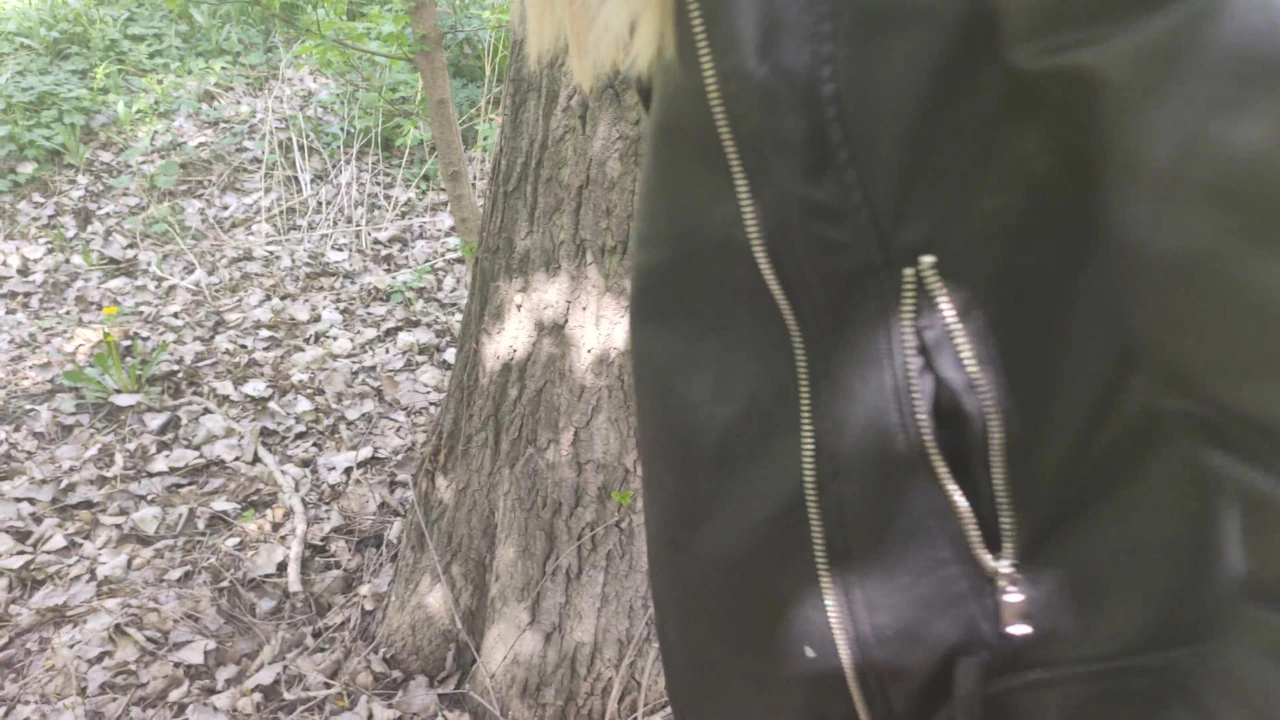 girl in leather sucks dick in the park