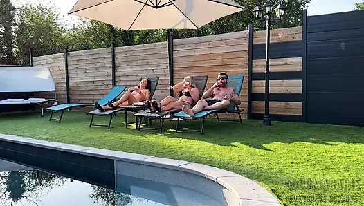 Marie and Lucas Lumacarie Fuck with Adelie by the Pool