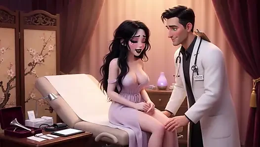 Luna'nın şehvetli ilk kontrol gotik güzelliği doktorunun bakıcı ellerinde uyanıyor (yapay zeka oluşturuldu)