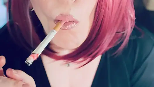 This gorgeous Secretary, Tina Snua,  Smokes A Cigarette For You With Lots Of Tricks