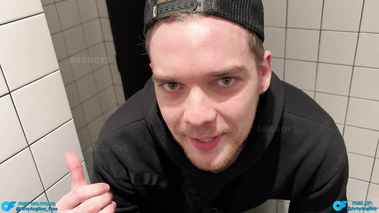 I Caught Straight Guy Jerking Off in Public Toilet and He Fucked me Rough