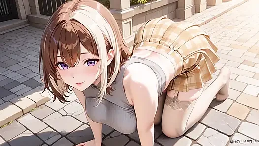 Teasing Busty Plaid-skirt Twins Filled Non-stop in Ancient Passage