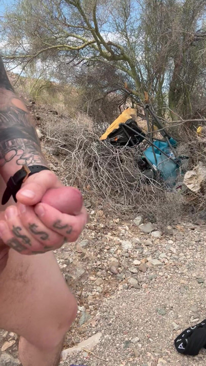 straight nikbanger cums in the public outdoors