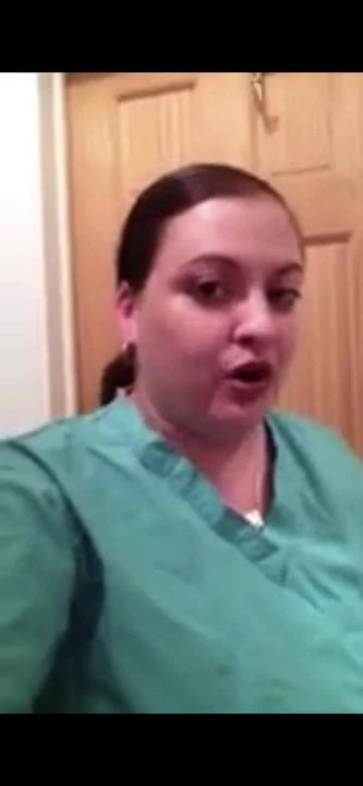 Chubby nurse shows her huge tits