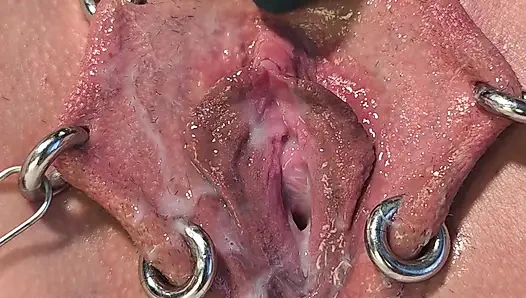 Dripping creampie orgasm of my pierced pussy