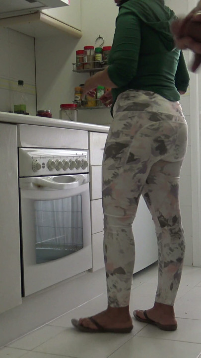 My sexy British stepmother almost caught me jerking off my huge cock | Clip 1