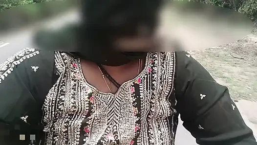 Bike Ride Boobs showing in public road and risk big natural boobs