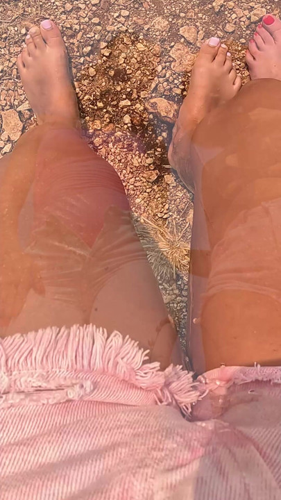 Wetting Jeans on a bare foot hike together